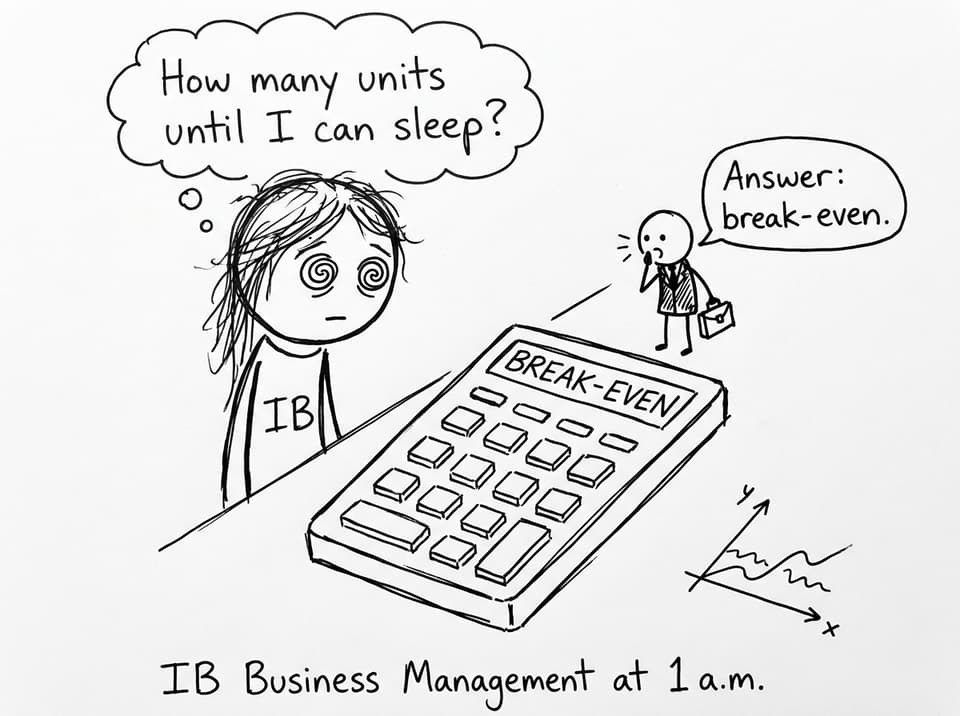 IB Business Management break-even at 1 a.m. comic