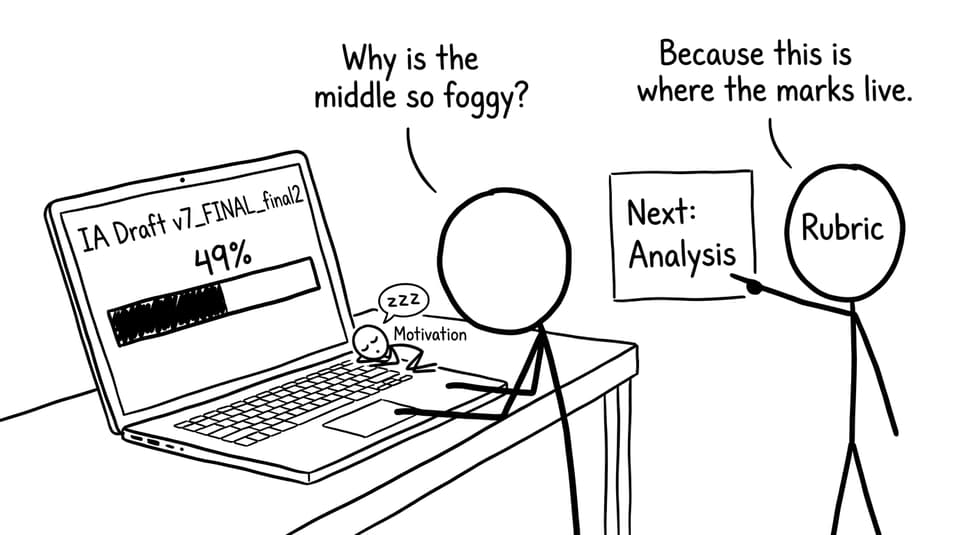 A student stuck at 49% on an IA draft