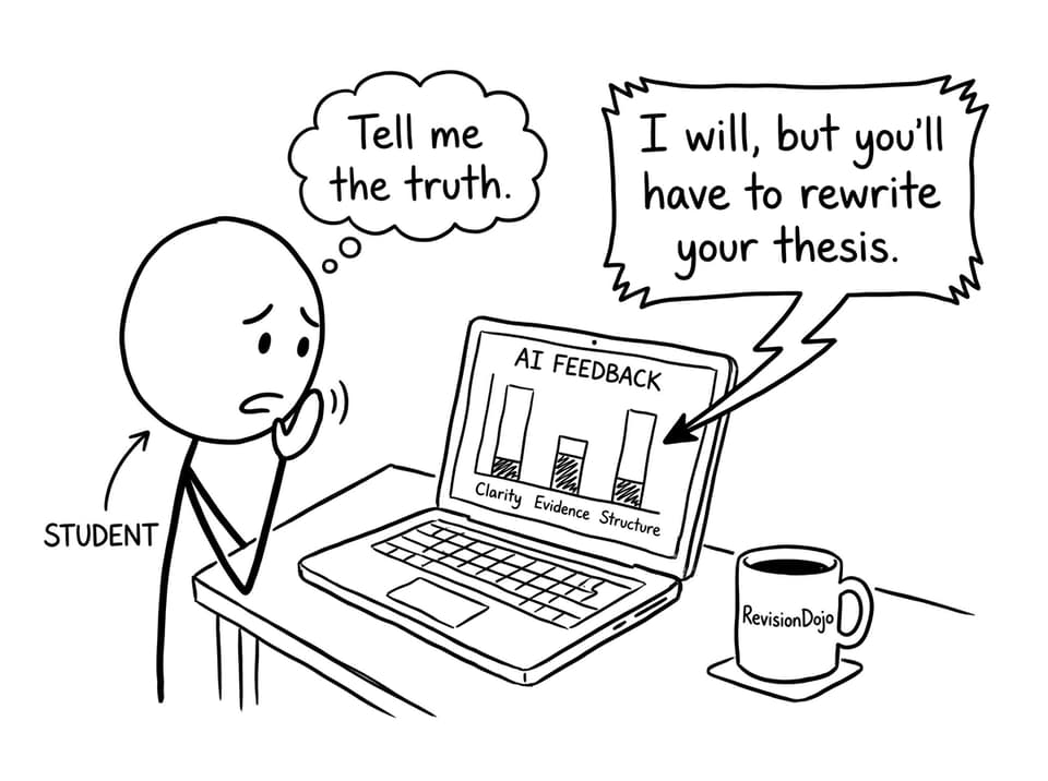 A humorous “AI tells you to rewrite thesis” comic