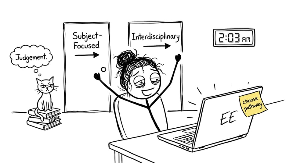IB student choosing EE pathway at 2am