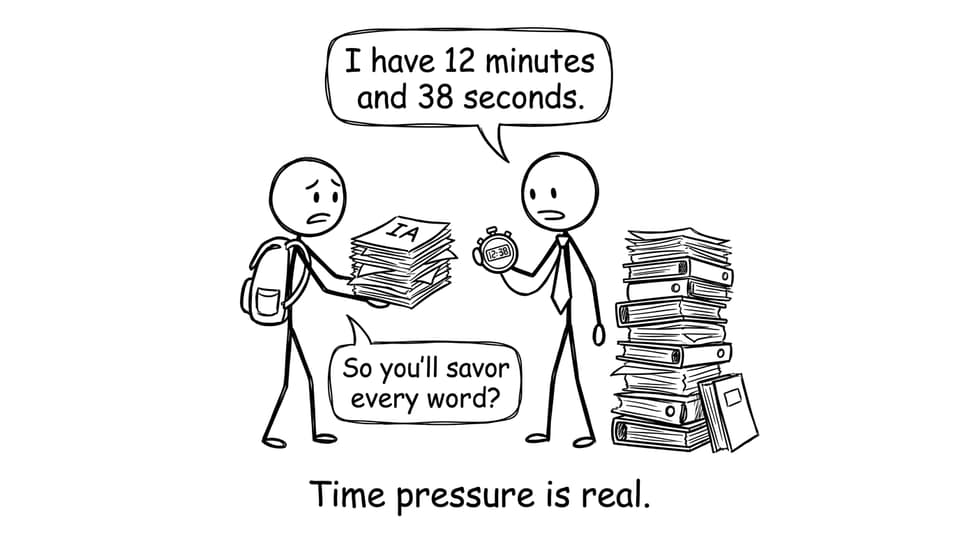 Examiner time pressure comic
