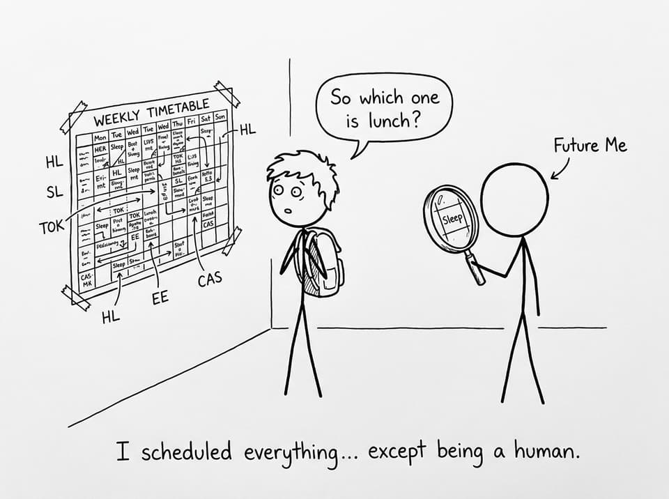 Student staring at an impossible timetable