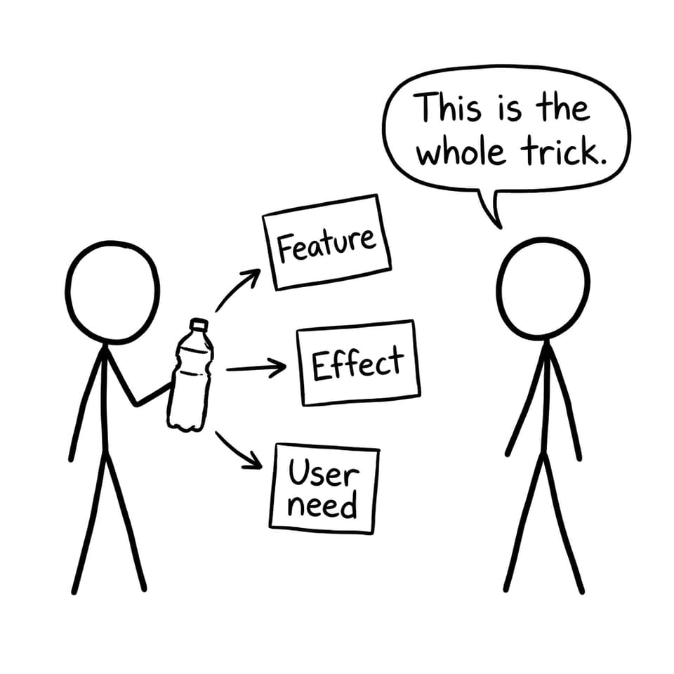 Feature, effect, user need triangle