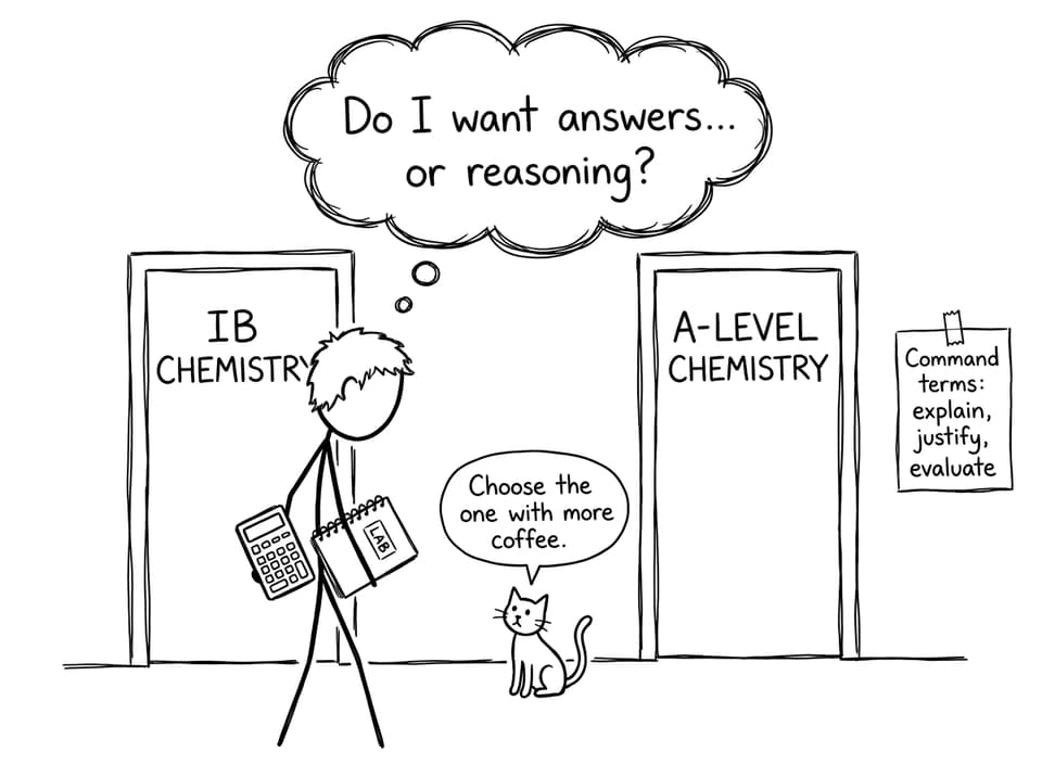Student choosing between IB Chemistry and A-Level Chemistry