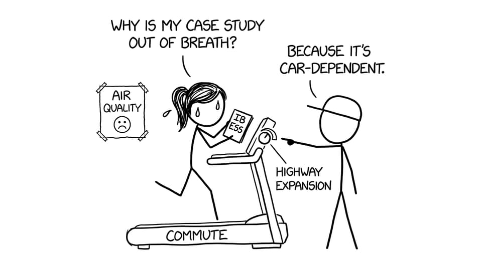 A student runs on a “Commute” treadmill while reading IB ESS