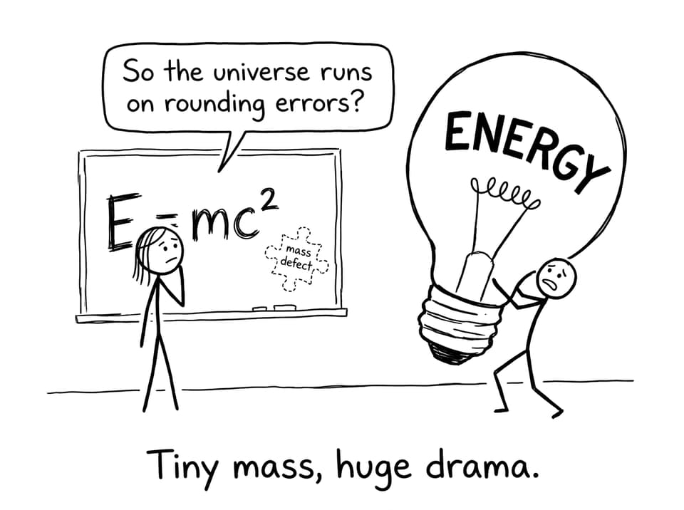A joke about E=mc^2 and mass defect