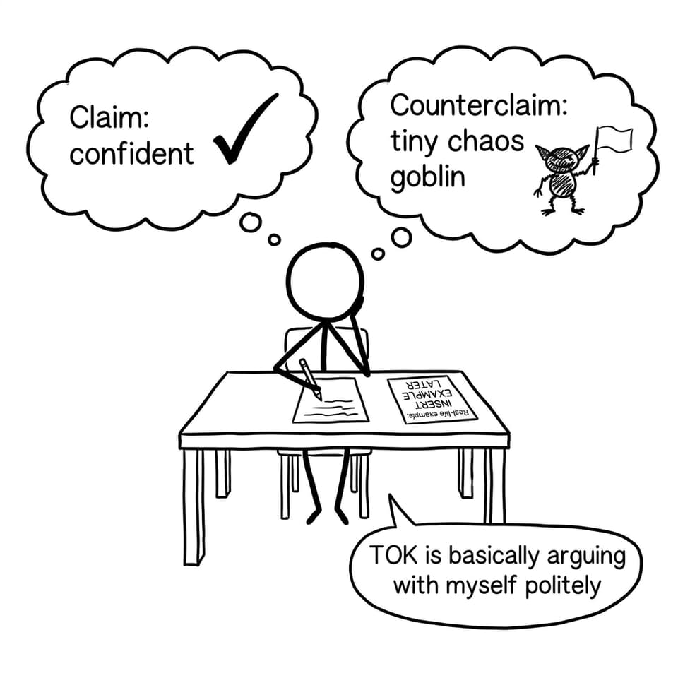TOK student arguing politely with themselves