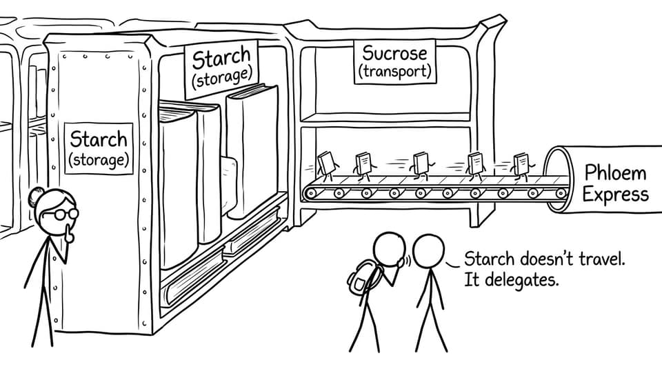 Starch delegates sucrose transport comic