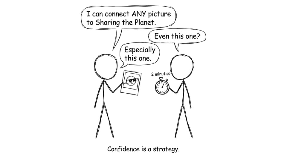 Two students improvising an oral connection to any picture