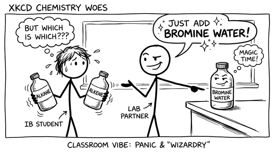Two bottles, one test, one stressed student