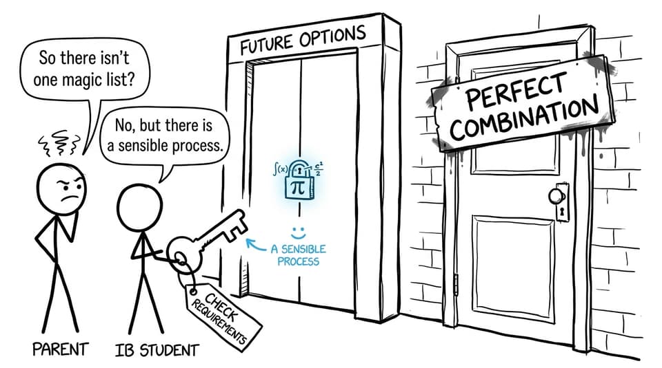 A parent and student discover that subject selection is a process, not a magic list