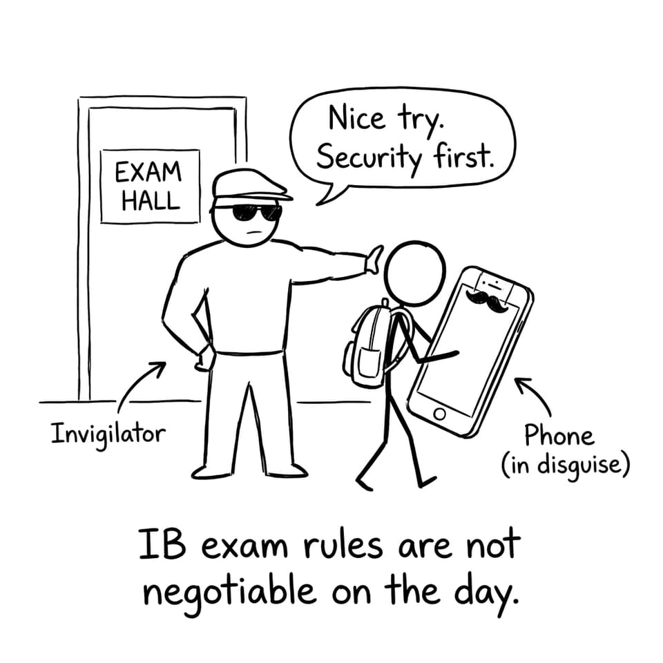 IB exam rules are not negotiable on the day.
