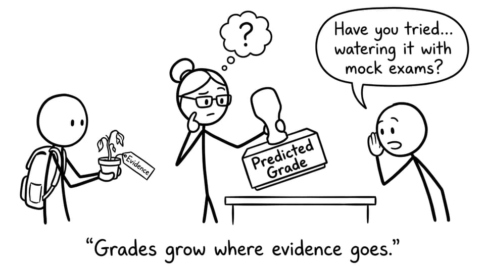 Comic about evidence and predicted grades
