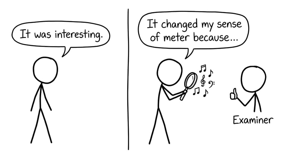 Two-panel joke about “interesting” vs specific insight
