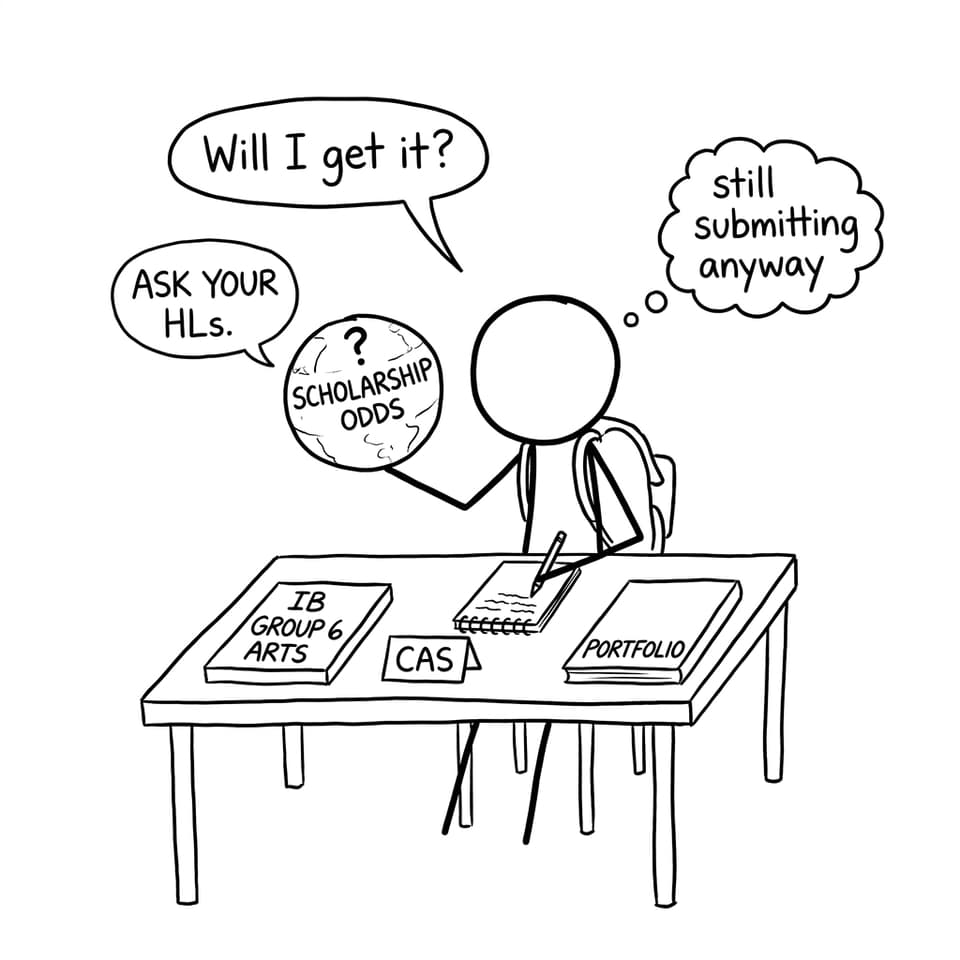 A student asks a scholarship odds magic 8-ball