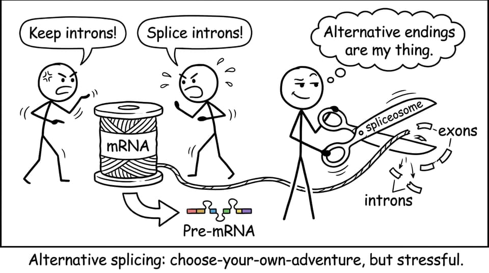 Alternative splicing: choose-your-own-adventure, but stressful