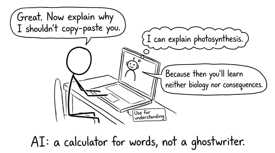 Comic about using AI responsibly
