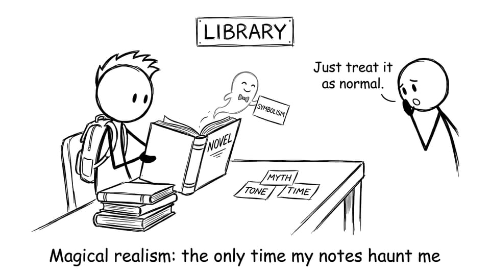 A ghostly sticky-note study session