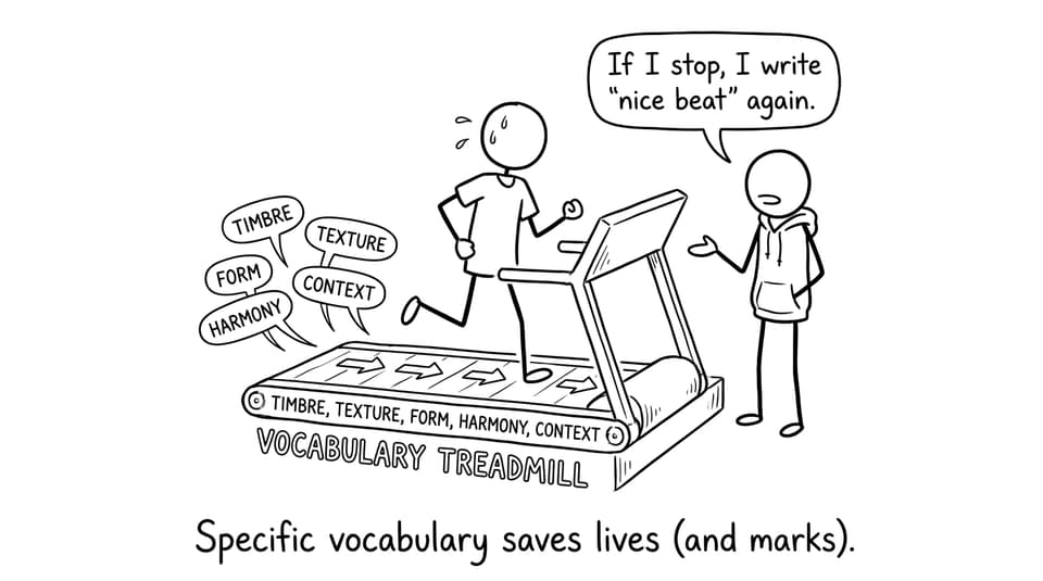 Vocabulary treadmill for IB Music analysis