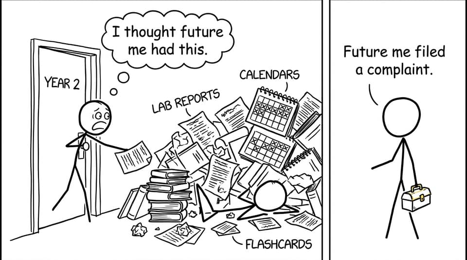 A student discovers that future self has filed a complaint about Year 2