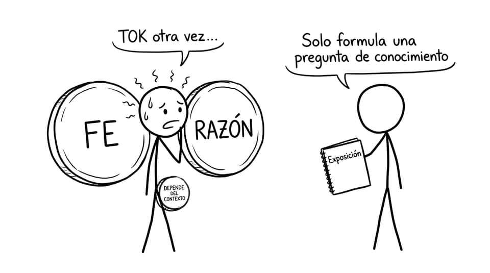 Estudiante eligiendo entre fe y razón en TOK
