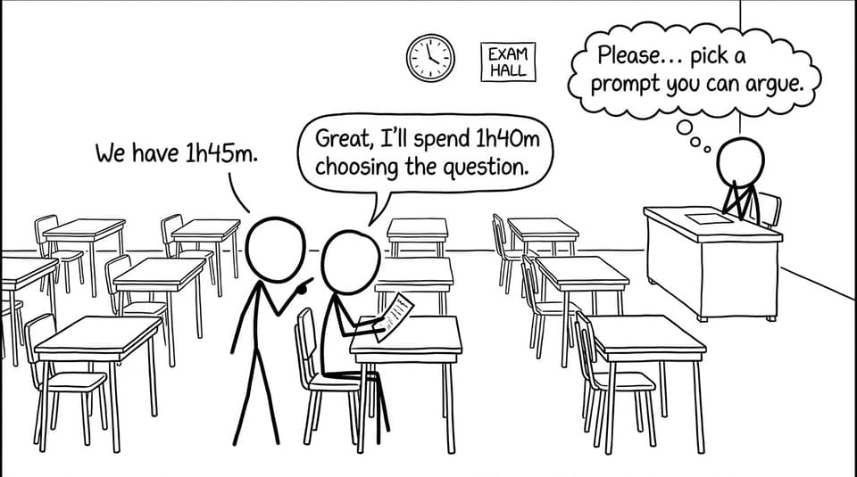 Exam hall choosing the question too long