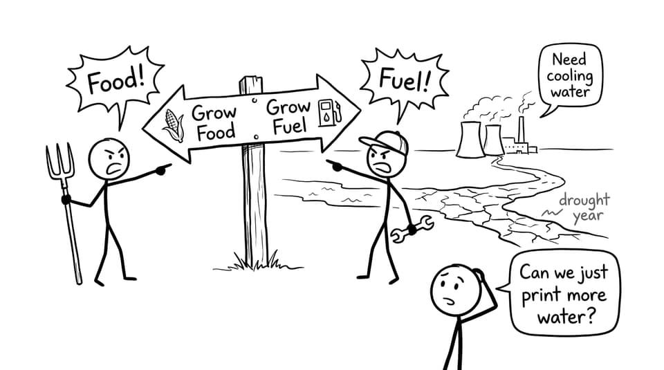 Food vs fuel signpost joke