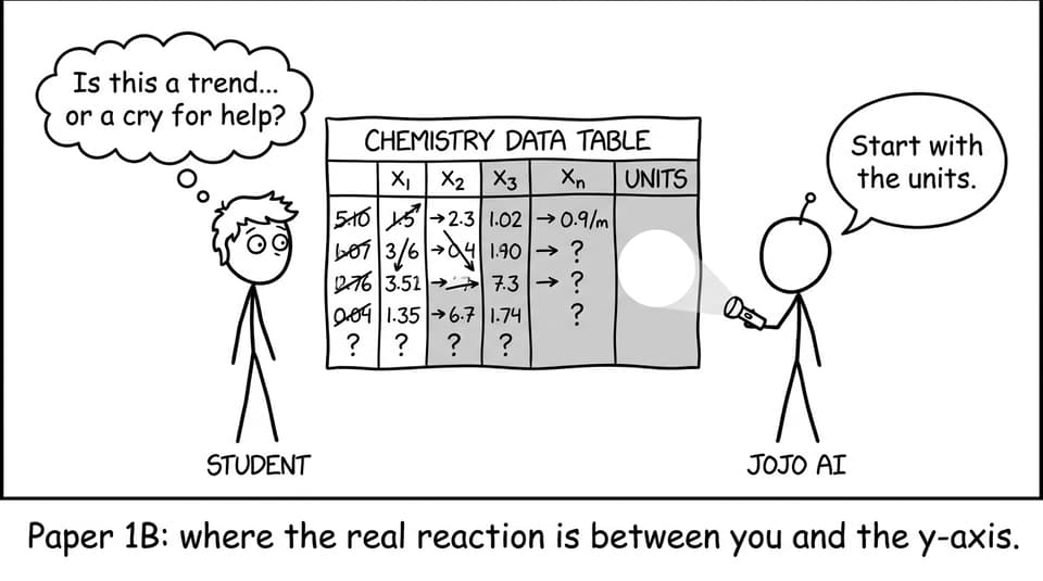 Student vs data table: Paper 1B humor break