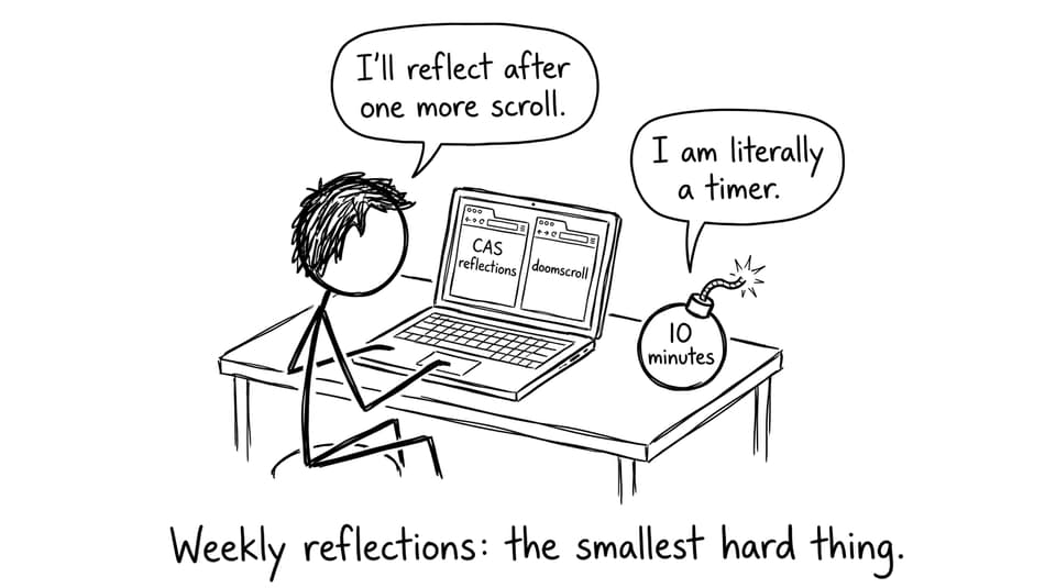A student battles between reflections and doomscrolling