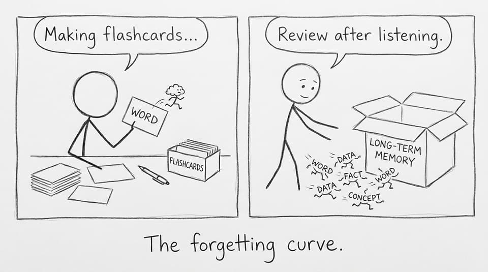 Flashcards herding words back to memory