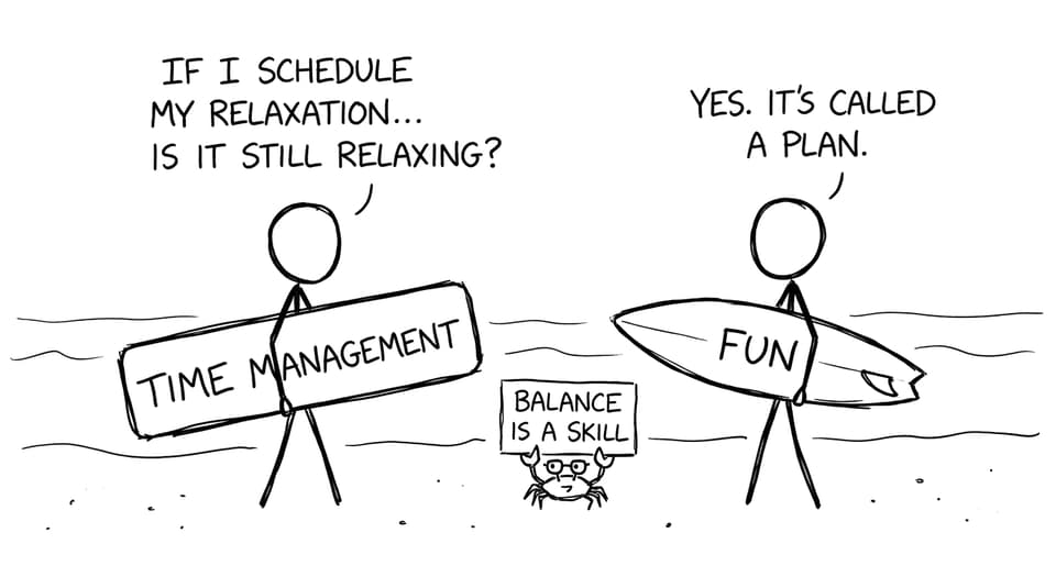 Two students balancing planning and fun