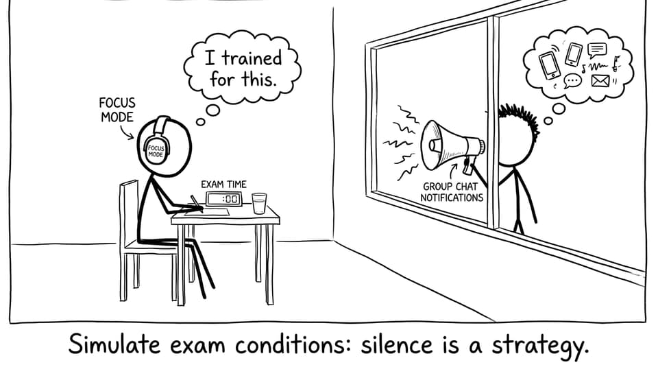 Simulate exam conditions: silence is a strategy