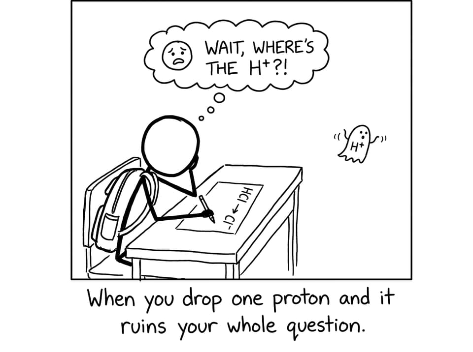 A proton ghost drifting away from student notes