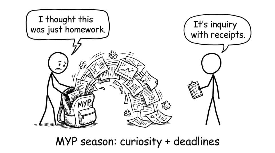 Overstuffed MYP backpack comic