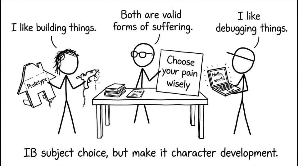 Two IB students choosing subjects