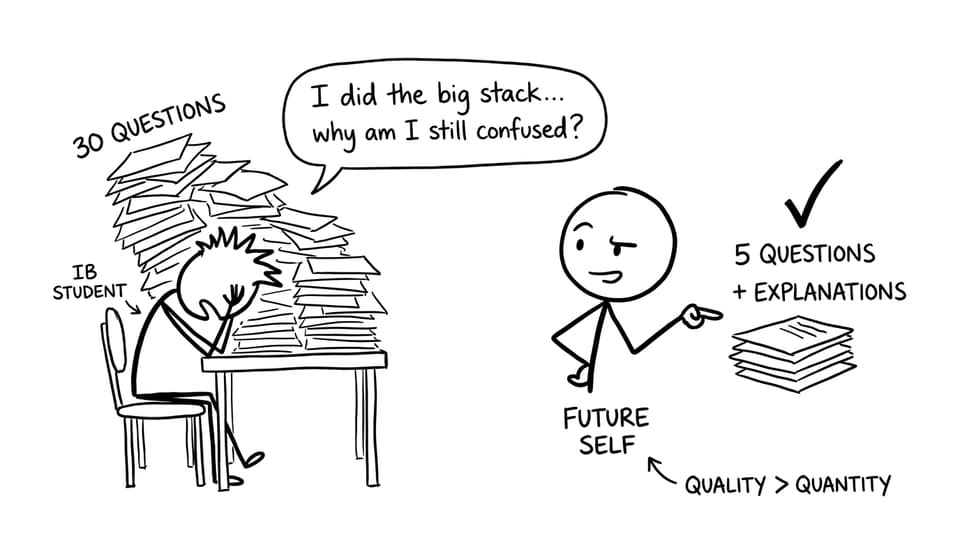 A student choosing 5 deep questions over 30 rushed ones