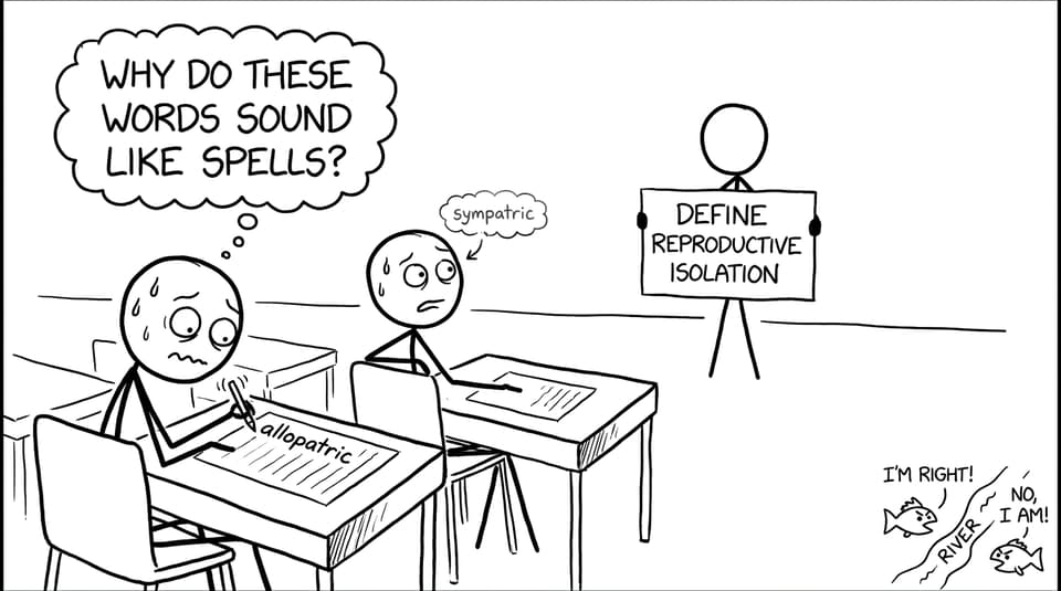 Exam hall panic: allopatric vs sympatric