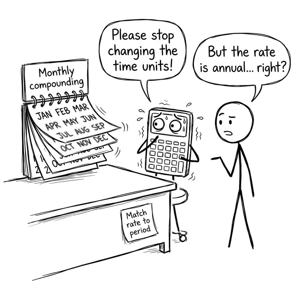Calendar flips, calculator panics