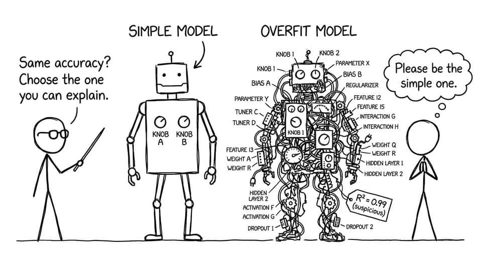 Simple vs overfit model joke