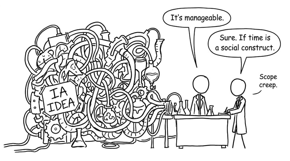 Comic about scope creep in an IA