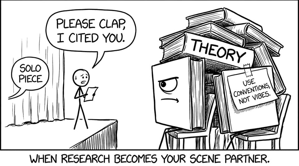 A student rehearses while THEORY judges
