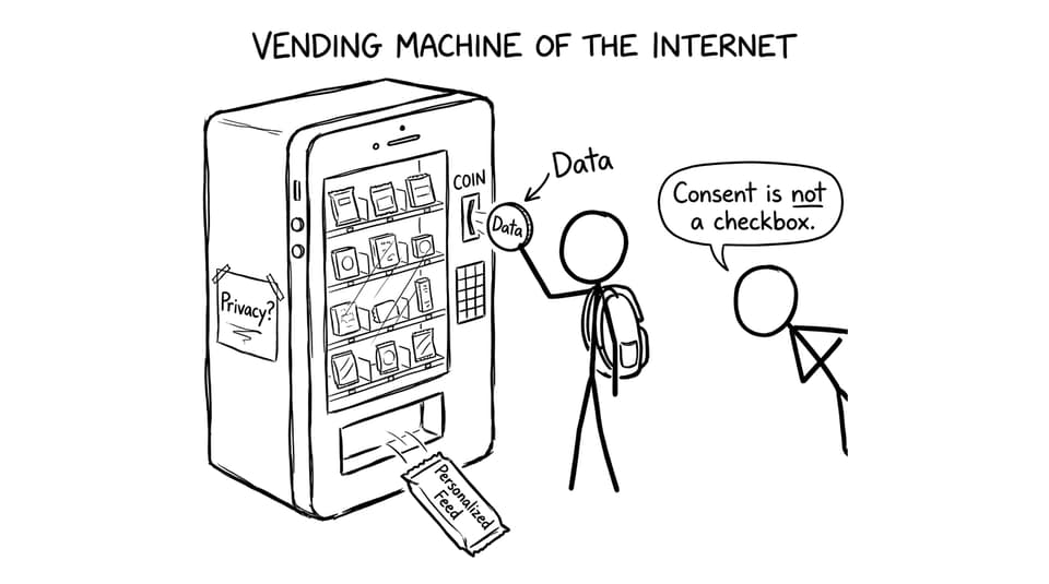 Data coin to personalized feed vending machine comic