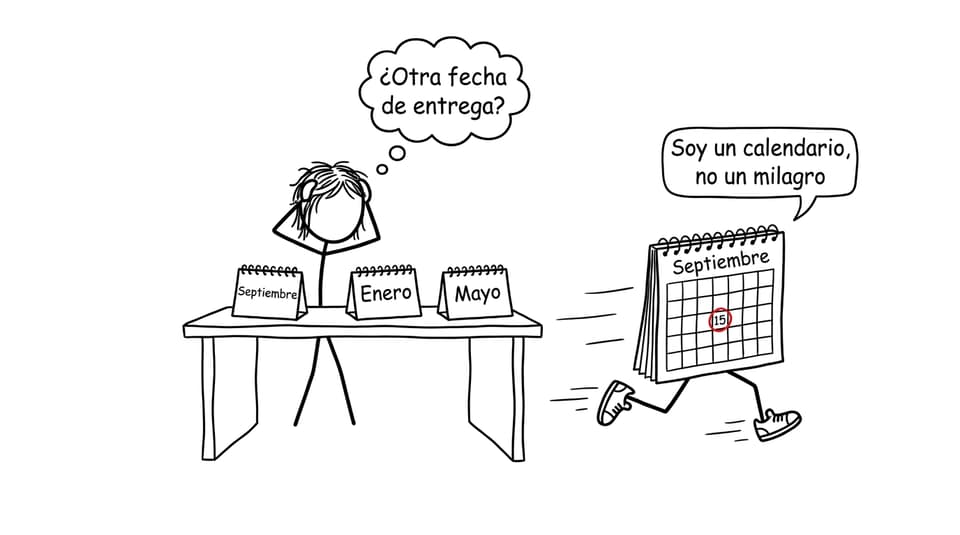 Una estudiante persigue un calendario con zapatillas mientras descubre otra fecha de entrega