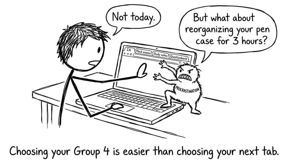 Procrastination vs revision tabs comic