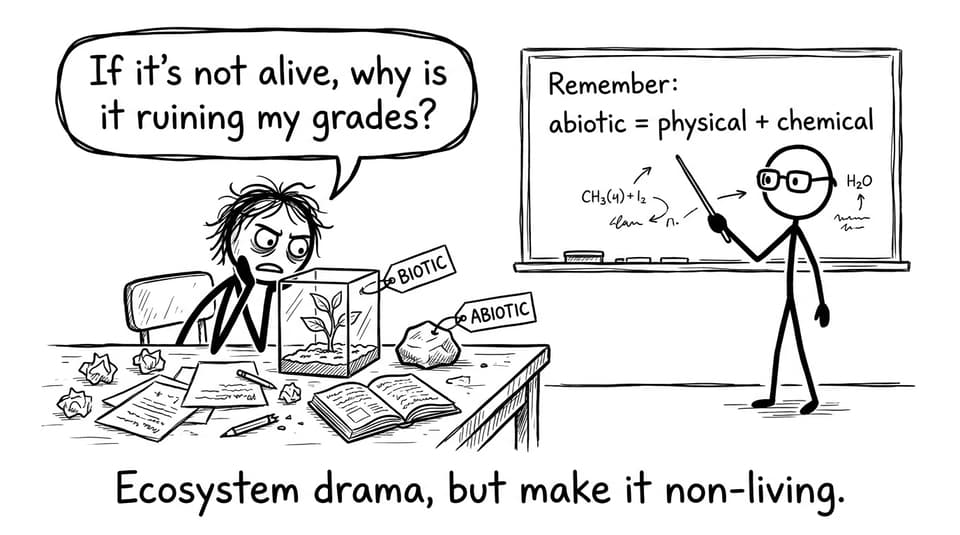 Stressed student meets abiotic reality