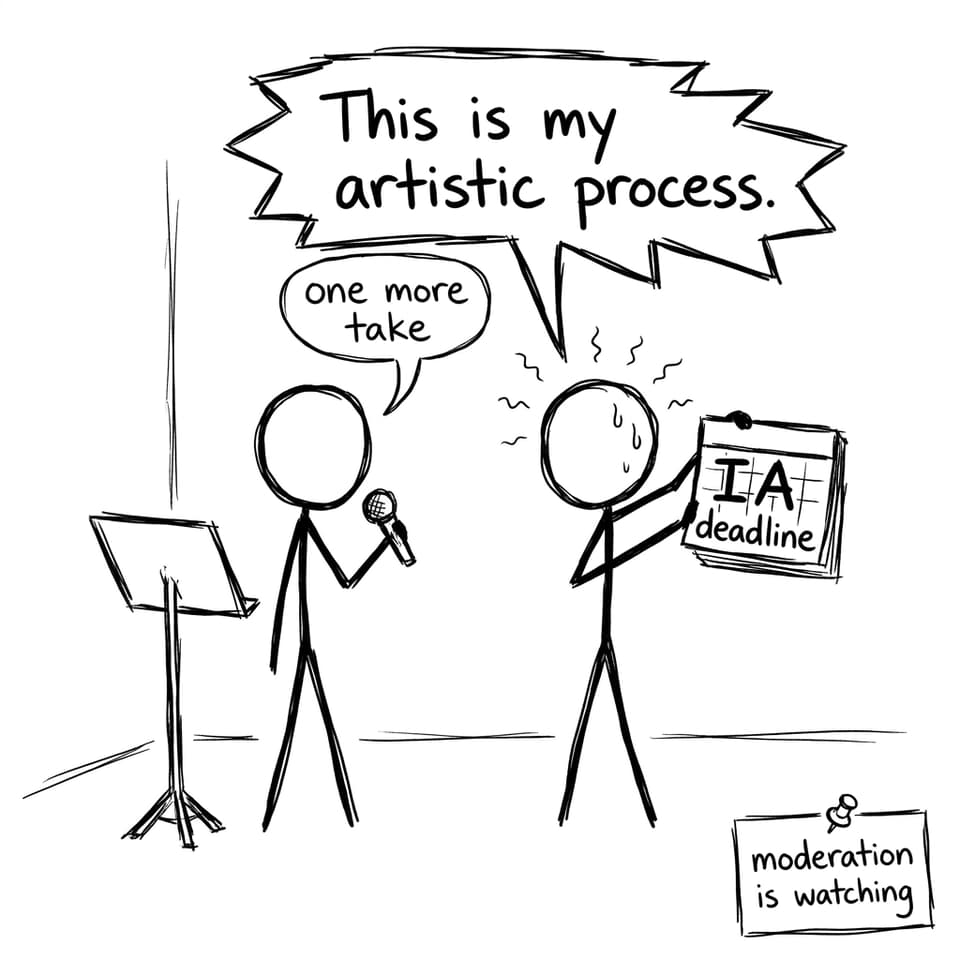 Practice room negotiation: one more take vs IA deadline