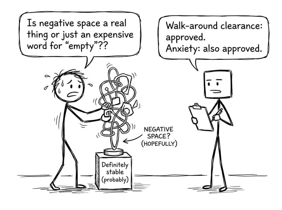 An anxious student tries to curate a sculpture