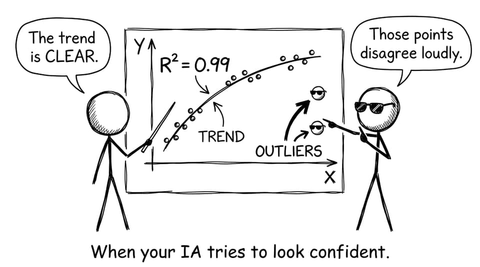 Outliers wearing sunglasses arguing with perfect curve fit