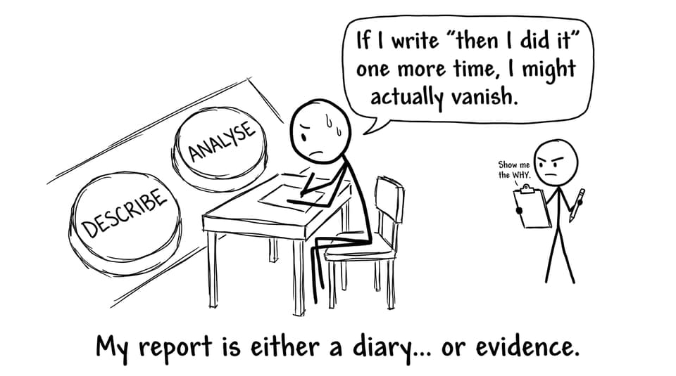 Comic: Describe vs Analyse dilemma