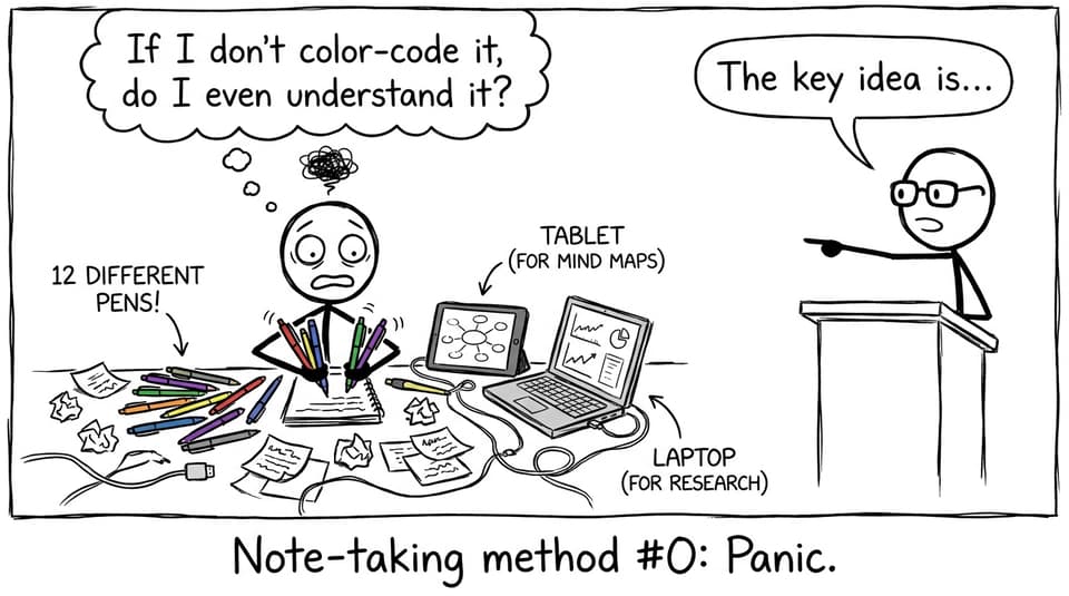 An IB student tries to take perfect notes and panics
